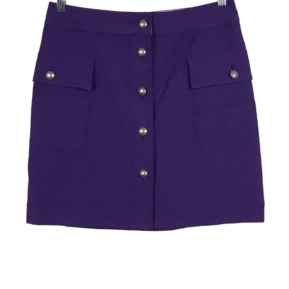 Brooks Brothers Red Fleece Cargo A Line Mini Skirt Button Front Plum Purple sz 6